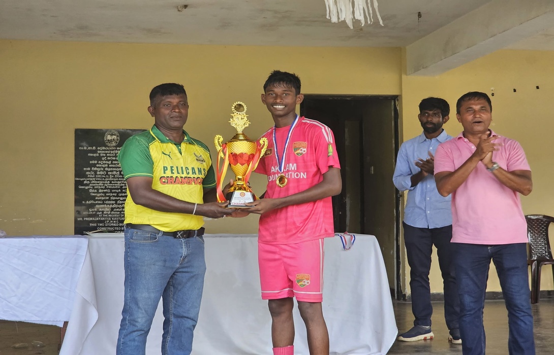 Colombo Youth Football Academy Under-16 Team Champions of the Kaleniya Inter Academy 5-a-Side Football Tournament.