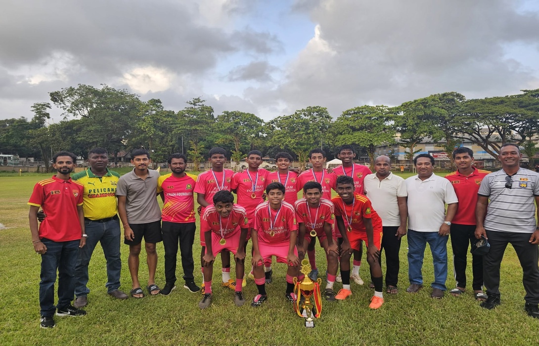 Colombo Youth Football Academy Under-16 Team Champions of the Kaleniya Inter Academy 5-a-Side Football Tournament.