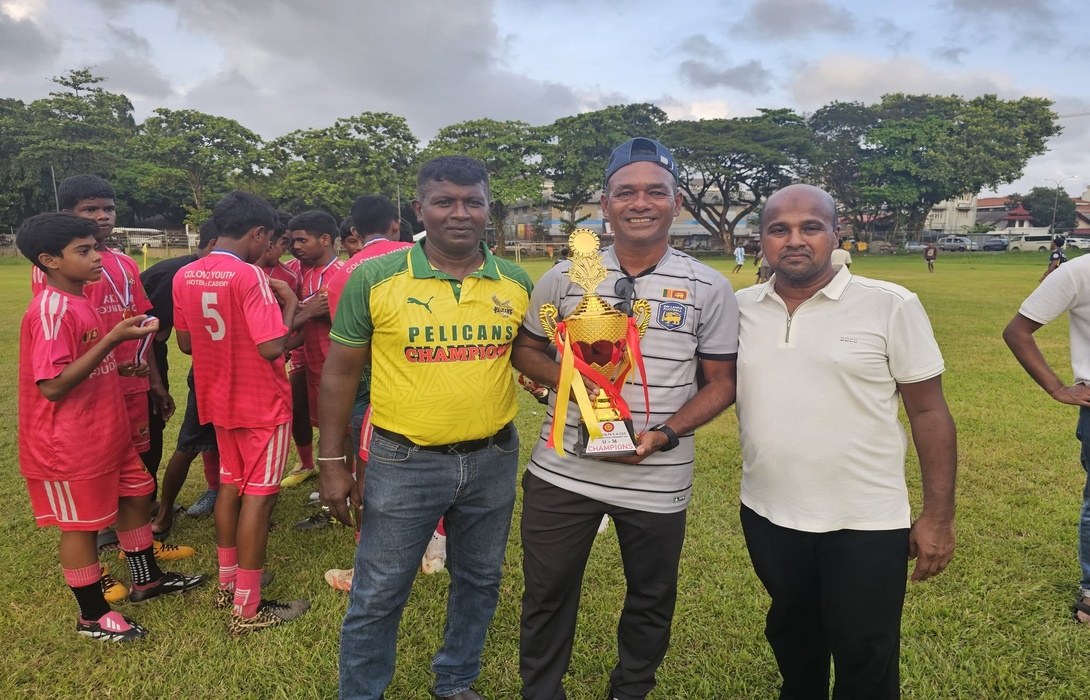 Colombo Youth Football Academy Under-16 Team Champions of the Kaleniya Inter Academy 5-a-Side Football Tournament.