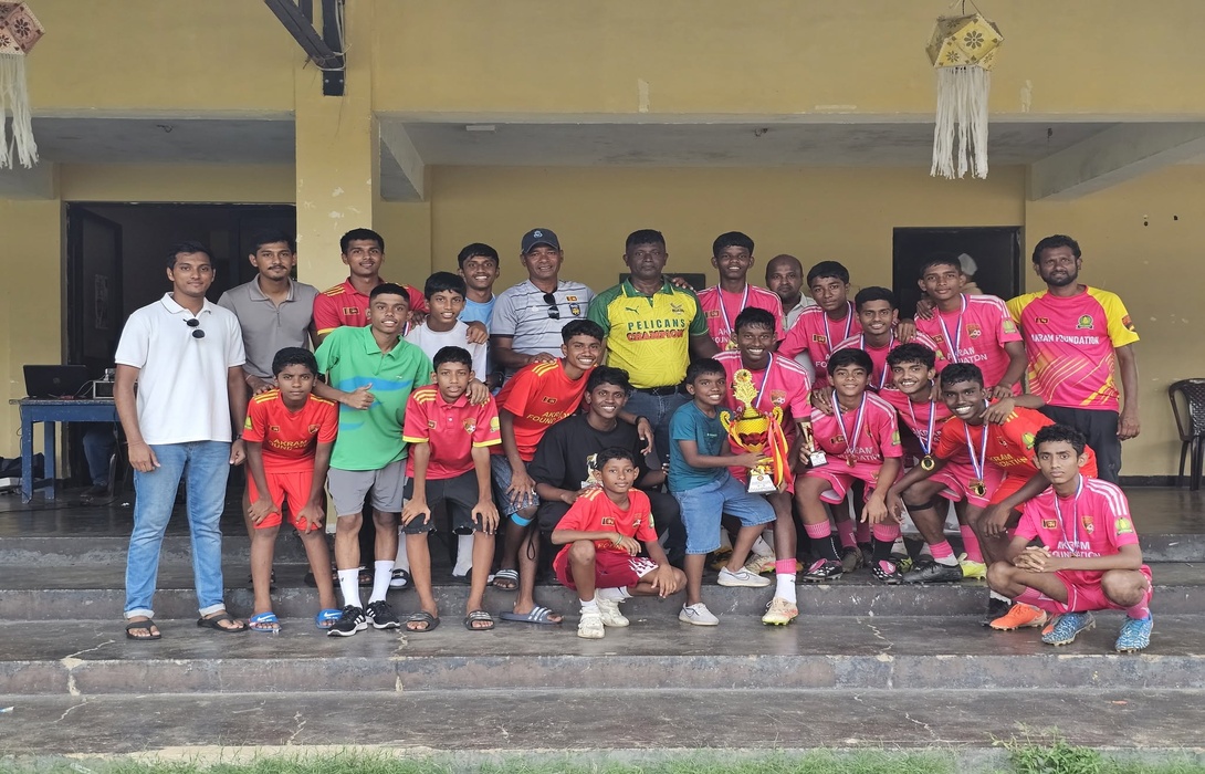 Colombo Youth Football Academy Under-16 Team Champions of the Kaleniya Inter Academy 5-a-Side Football Tournament.